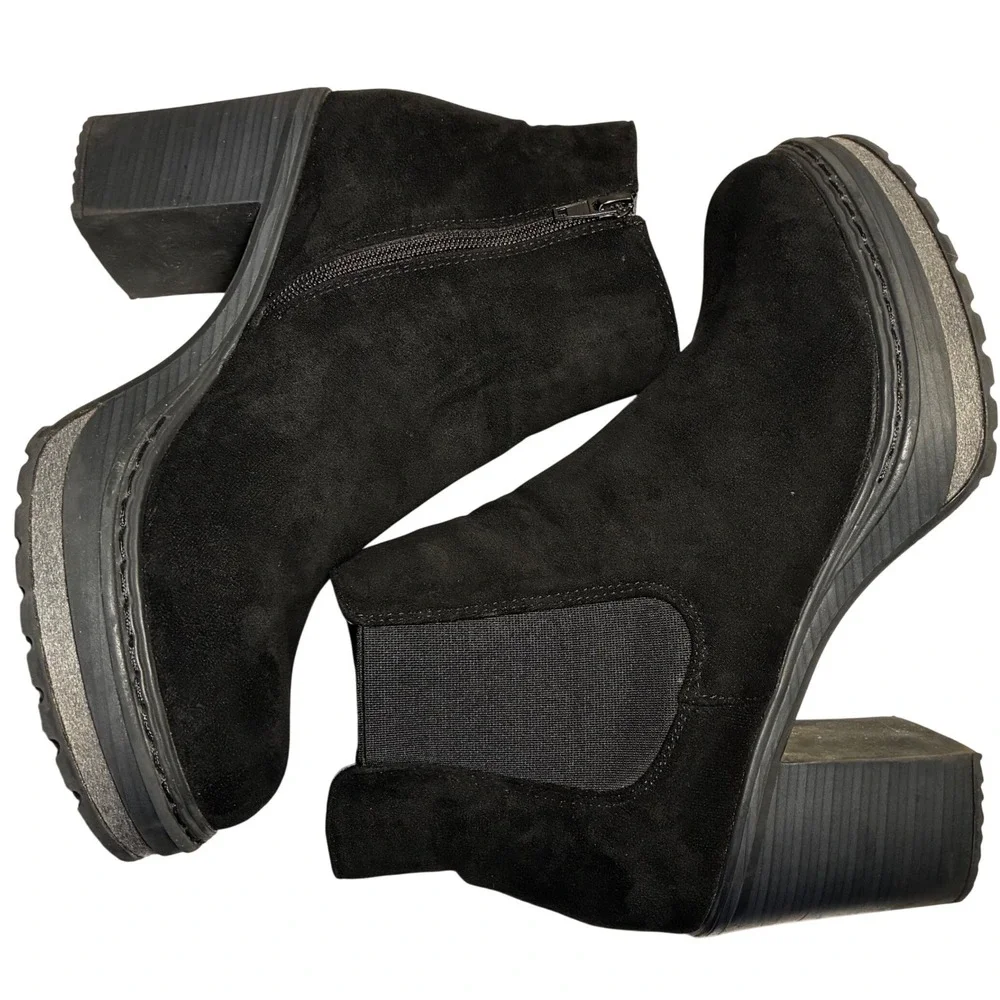 Pierre Dumas Platform Chelsea Ankle Boots black‎ Women's Chunky Heel Size 10